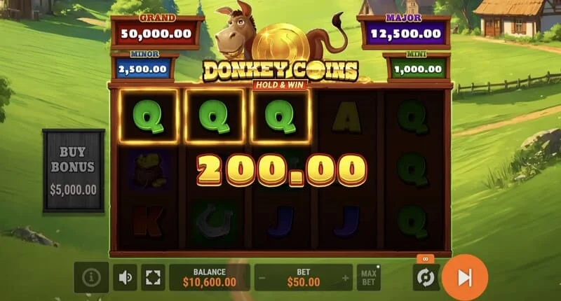 Donkey Coins Hold & Win - activarea modului Hold & Win